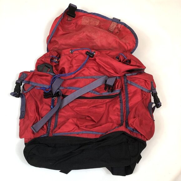 Vintage LL Bean Continental Rucksack Red Backpack Hiking Camping 90s #B155 - Picture 6 of 13